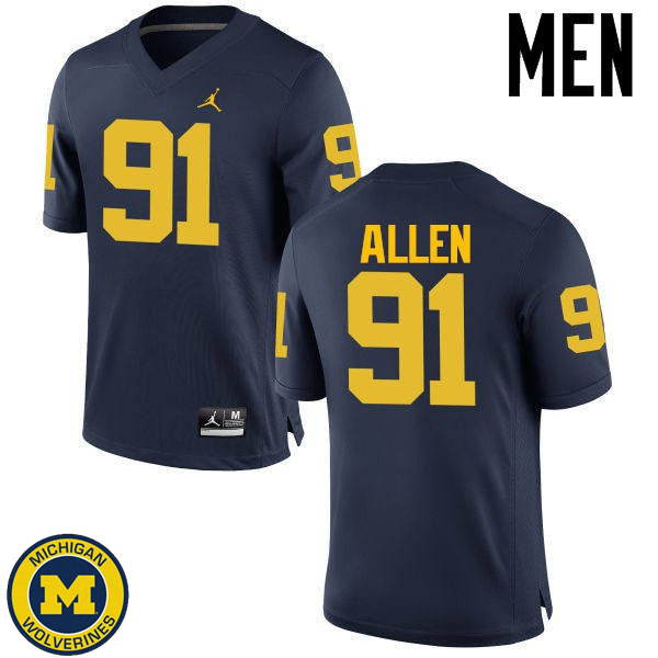 Men's Michigan Wolverines #91 Kenny Allen Navy College Game Jersey